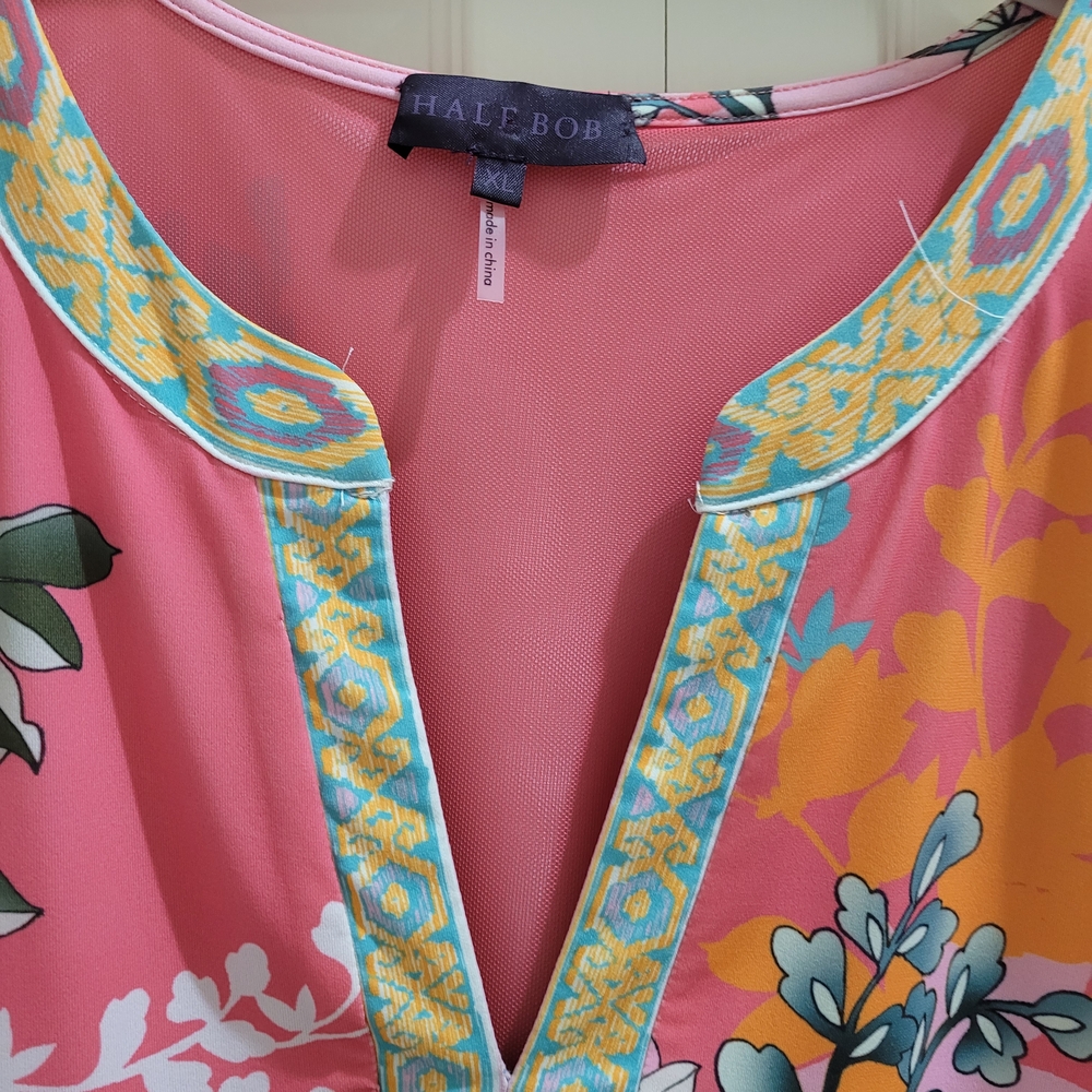 Hale Bob Pink and Orange Floral Top